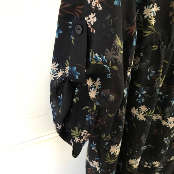 MAUVE Floral Tunic Babydoll Semi Sheer Blouse High Low Hem Women’s Plus Size 2X - Picture 8 of 16